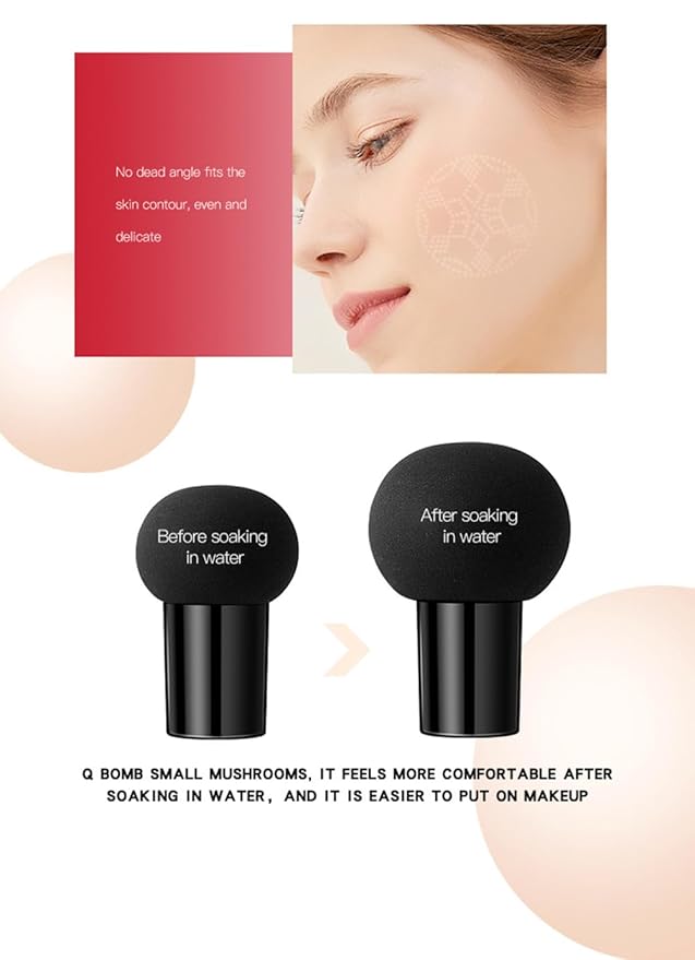 GL-Turelifes Mushroom Head Air Cushion CC Cream Foundation Water Feeling Flawless BB Cream Moisturizing Oil Control,lightweight & Smoothing Natural Face Concealer (H-01 Ivory, 0.53 Oz)-BrightBean Baby