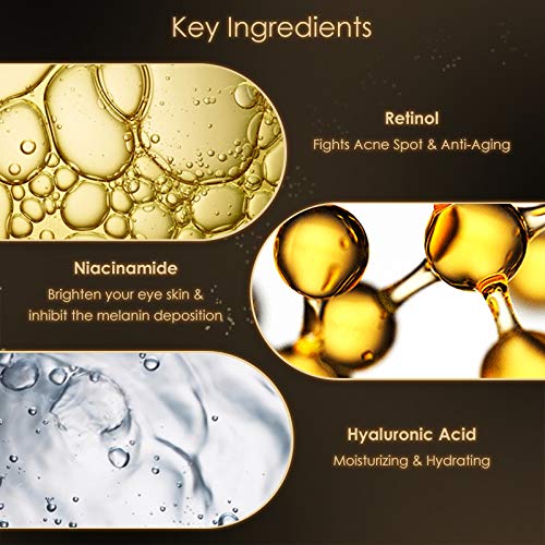 Anti Aging Eye Cream, Retinol Eye Cream Contains Niacinamide and Hyaluronic Acid, Reduces Wrinkles, Puffiness, Crows Feet and Dark Circles, 1 Oz-BrightBean Baby