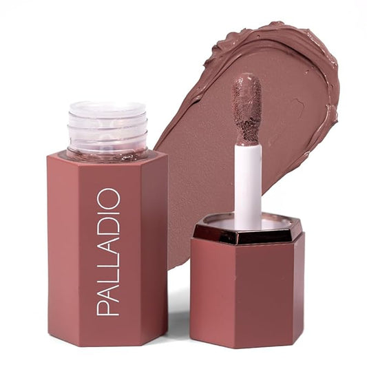 Palladio Liquid Blush for Cheeks & Lips 2-in-1 Makeup Face Blush, Weightless Cream Formula, Smudge Proof Long-Wearing Pigmented Blush, Natural Look Makeup Face Blushes, Dewy Finish, Dusty Rose-BrightBean Baby