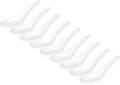 Soup Spoons Set of 10, Ceramic Chinese Soup Spoon, Asian Soup Spoons, White Japanese Spoon Large for Ramen Pho Wonton Dumpling Miso, Deep Oval Hook Design (10 pcs-5.3 inch)
