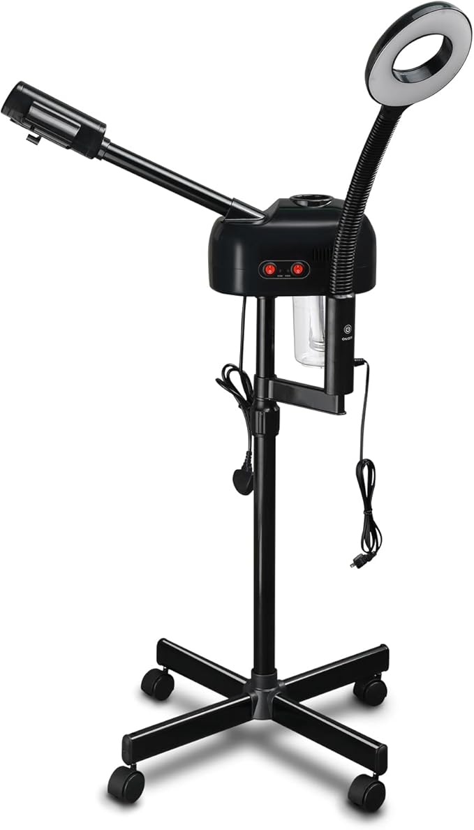 Winado 2 in 1 Facial Steamer with 5X Magnification Light, Deep Cleaning for Personal Skin Care, Beautician Steamer Professional Humidifier Facial Spa Mist Steam for Home & Beauty Salon, Black-BrightBean Baby