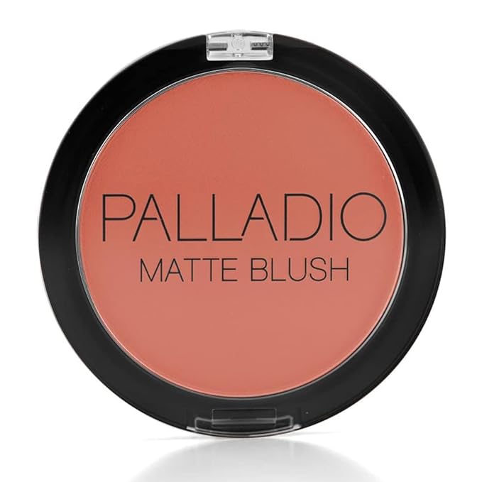 Palladio Matte Blush, Brushes onto Cheeks Smoothly, Soft Matte Look and Even Finish, Flawless Velvety Coverage, Effortless Blending Makeup, Flatters the Face, Convenient Compact, Tipsy-BrightBean Baby