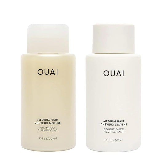 OUAI Medium Shampoo and Conditioner Set - Sulfate Free Shampoo and Conditioner for Medium Hair - Made with Keratin, Shea Butter & Avocado Oil - Free of Parabens & Phthalates (10 Fl Oz)-BrightBean Baby