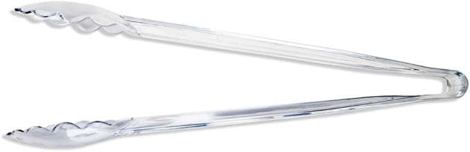 New Star Foodservice 35520 Utility Tong, High Heat Plastic, Scalloped, 12 inch, Set of 12, Clear