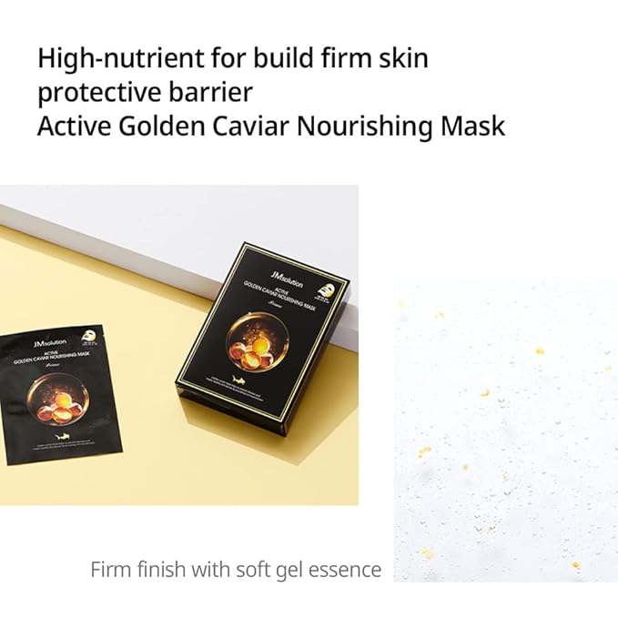 JMsolution Active Golden Caviar Nourishing Mask - Korean Skincare Facial Mask-Cavior extracted - collagen essense- 10 sheets for all skin type-BrightBean Baby