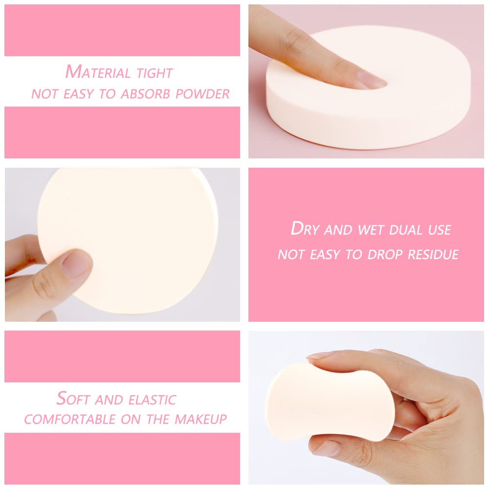 Vmiapxo 48 Pieces White Makeup Sponge, Cosmetic Sponge Round Foam Pad, Compact Facial Powder Puff, Beauty Makeup Foundation Powder Blender for All Skin Types Wet and Dry Dual Use-BrightBean Baby