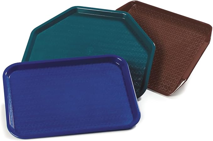 Carlisle FoodService Products Cafe Fast Food Cafeteria Tray with Patterned Surface for Cafeterias, Fast Food, And Dining Room, Plastic, 17.87 X 14 X 0.98 Inches, Black, (Pack of 12)