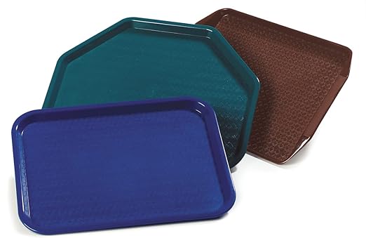Carlisle FoodService Products CFS CT121603 Cafe Standard Plastic Cafeteria/Fast Food Tray, NSF Certified, BPA Free, 16" Length x 12" Width, Black (Pack of 24)