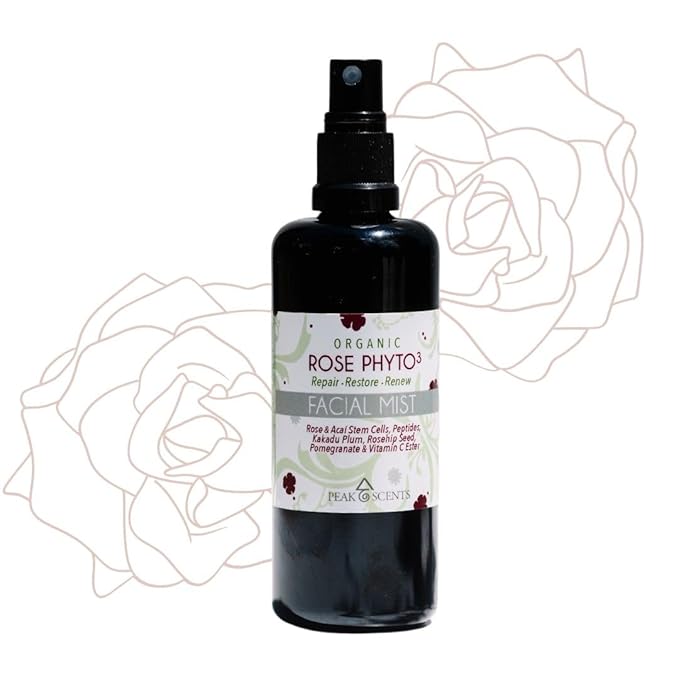 Organic & Vegan Rose Phyto³ Water Facial Spray - Moisturizing Face Mist & Setting Spray, Soothing, Hydrating Mist Rose Water For Face - Great for Facial Massaging (4 oz)-BrightBean Baby
