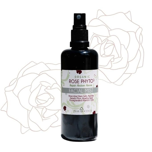 Organic & Vegan Rose Phyto³ Water Facial Spray - Moisturizing Face Mist & Setting Spray, Soothing, Hydrating Mist Rose Water For Face - Great for Facial Massaging (4 oz)-BrightBean Baby