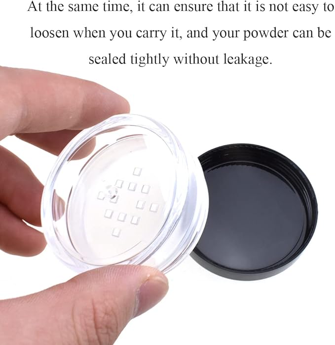 HAHIYO 4pcs 10ml/0.34oz Plastic Empty Travel Compact Case Makeup Cosmetic Jar Refillable Powder Box No Leak Holder with Common Sifter and Black Screw Lid-BrightBean Baby