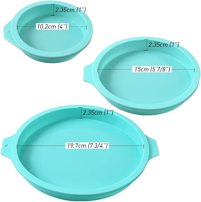 Newk Silicone Round Cake Mold, 3 Packs Silicone Cake Pans Mold for Layer Cakes, Rainbow Cakes, Resin Coasters – 4”+6“+8”