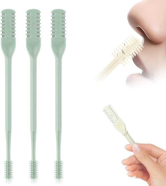 Nasal Hair Cutter, 2025 Upgraded Double Sided Noses Hairs Knife, 360° Rotating Portable Manual Nose Hair Trimmer, Noses Hairs Remover for Women Men Travel Essentials (Light Green, 3 Pcs)-BrightBean Baby