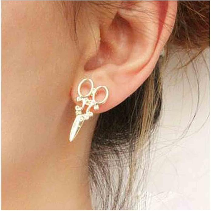 Punk Scissors Stud Earrings Gold Barber Earrings Minimalist Petite Earrings Personalized Earrings for Women and Girls Hair Stylist Gifts-BrightBean Baby
