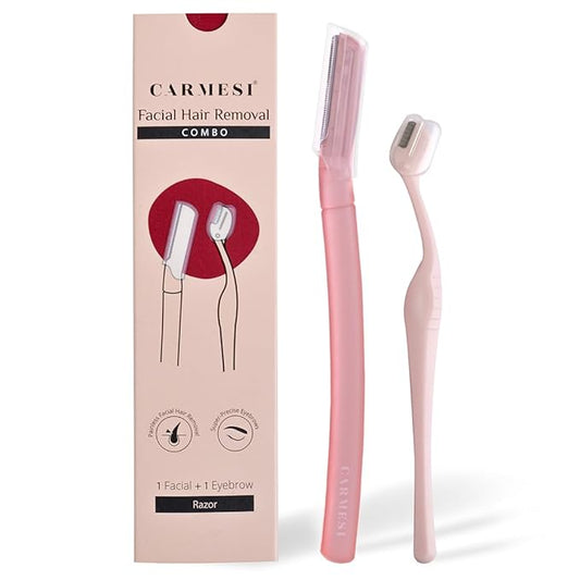 Facial Hair Removal Combo with Face Razor + Eyebrow Razor | Painless & Precision Face Hair Removal | for Eyebrows, Upper Lip, Peach Fuzz & Forehead