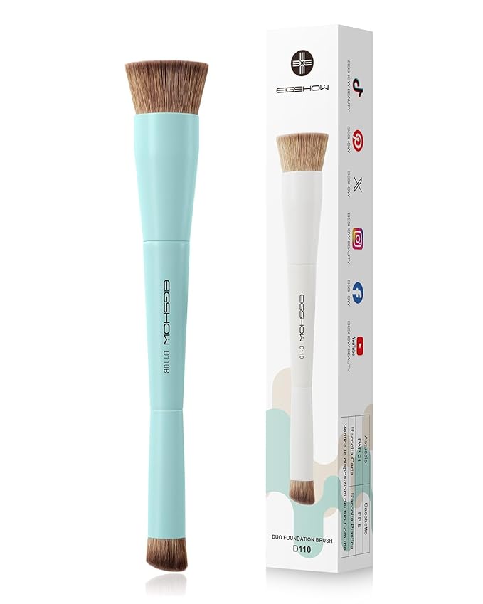 EIGSHOW Foundation and Concealer Brush, Dual Ended Makeup Brush For Flawless Foundation Coverage, Under Eye Concealer, Vegan & Cruelty-free (D110B)-BrightBean Baby