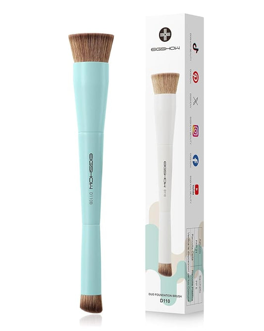 EIGSHOW Foundation and Concealer Brush, Dual Ended Makeup Brush For Flawless Foundation Coverage, Under Eye Concealer, Vegan & Cruelty-free (D110B)-BrightBean Baby