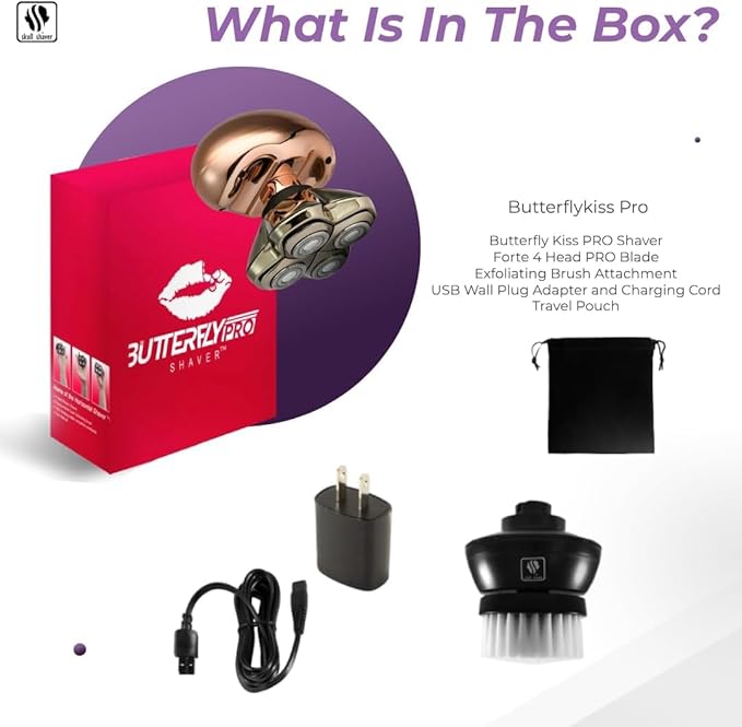 Skull Shaver Butterfly Kiss Pro (Rose Gold): Best Electric Shaver for Bikini, Leg, Body Shaving-BrightBean Baby