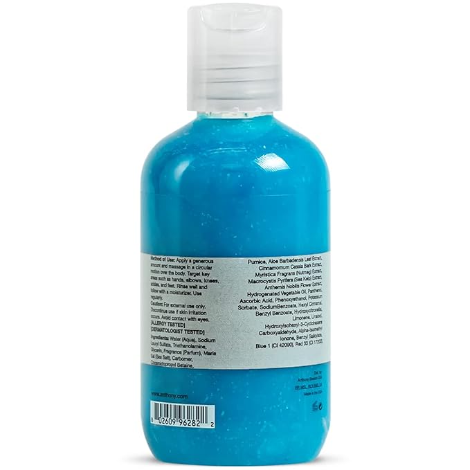 Anthony Exfoliating Body Scrub – Sea Salt, Vitamin C, And Aloe Vera Deep Cleans, Smooths Rough Patches & Soothes and Protects Skin – Blue Sea Kelp Body Wash 3.4 Fl Oz-BrightBean Baby