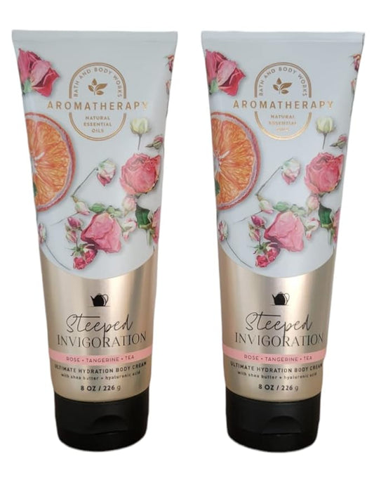 Bath and Body Works Aromatherapy Ultimate Hydration Body Cream 8 Oz. 2 Pack (Rose Tangerine Tea)-BrightBean Baby