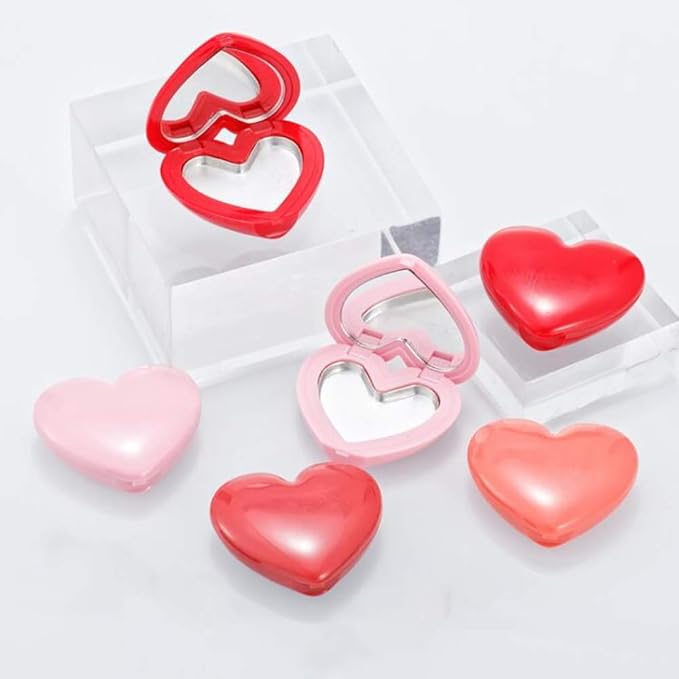 RONRONS 8 Pack Empty Eyeshadow Palette Mini Heart Shaped Lipstick Container Case DIY Cosmetics Container with Mirror-BrightBean Baby