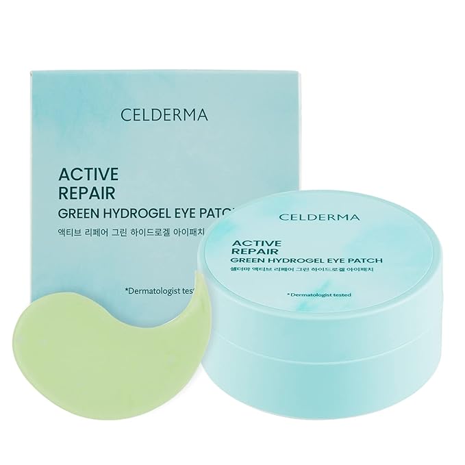 CELDERMA Active Repair Green Hydrogel Eye Patch [60 sheet / 30 pairs], Anti-aging & Nourishing, Whitening, Dark Circles, Wrinkle.-BrightBean Baby