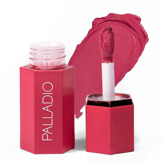 Palladio Liquid Blush for Cheeks & Lips 2-in-1 Makeup Face Blush, Weightless Cream Formula, Smudge Proof Long-Wearing Pigmented Blush, Natural Look Makeup Face Blushes, Dewy Finish, Deep Fuchsia-BrightBean Baby