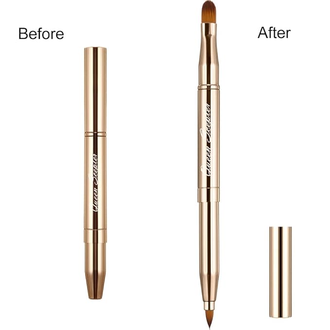 Retractable Eyebrow Eyelash Lip Brush Makeup Brush Double-Sided Soft With Cap Concealer Eyeliner For Travel Cosmetic Brushes, gold color-BrightBean Baby