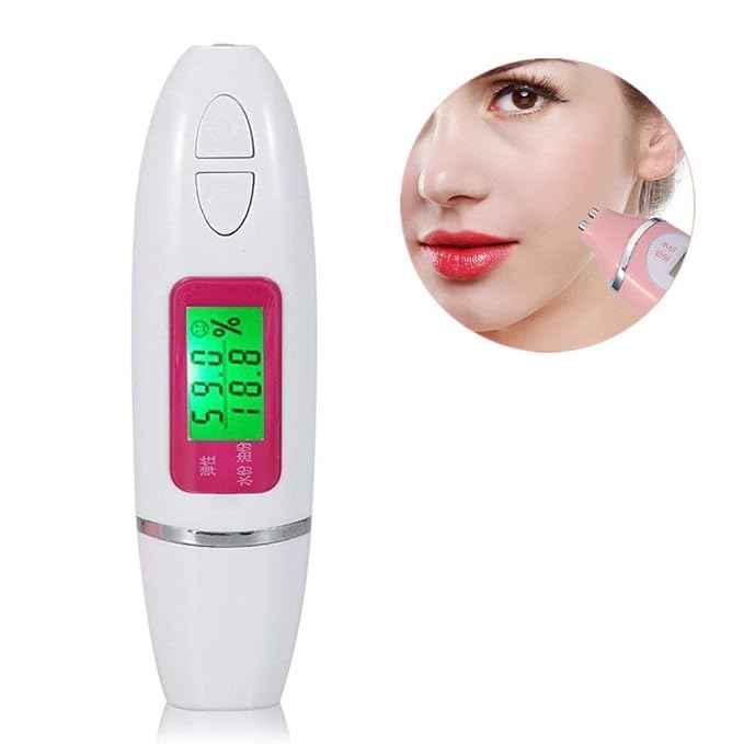 Skin Analyzer, Digital Skin Tester, LCD Display Precision Skin Sensor Tester, Handheld And Portable Facial Water Analyzer (White)-BrightBean Baby