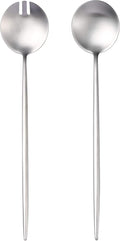 Lemeya Salad Serving Utensils,Serving Spoons Stainless Steel,2Pcs Long Handle Salad Servers 11.42 Inch,Salad Utensils for Serving,Matte Finish,Dishwasher Safe