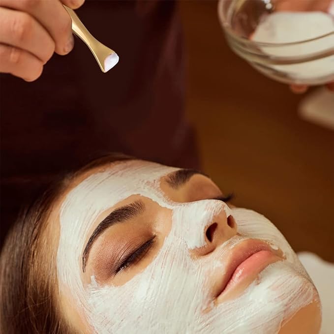 Metal Eye Face Cream Applicator Stick and Mini Cosmetics Spoon Spatula, Zinc Alloy Makeup Spoon Metal Eye Facial Massager for Facial Cosmetic Face Cream (Gold)-BrightBean Baby