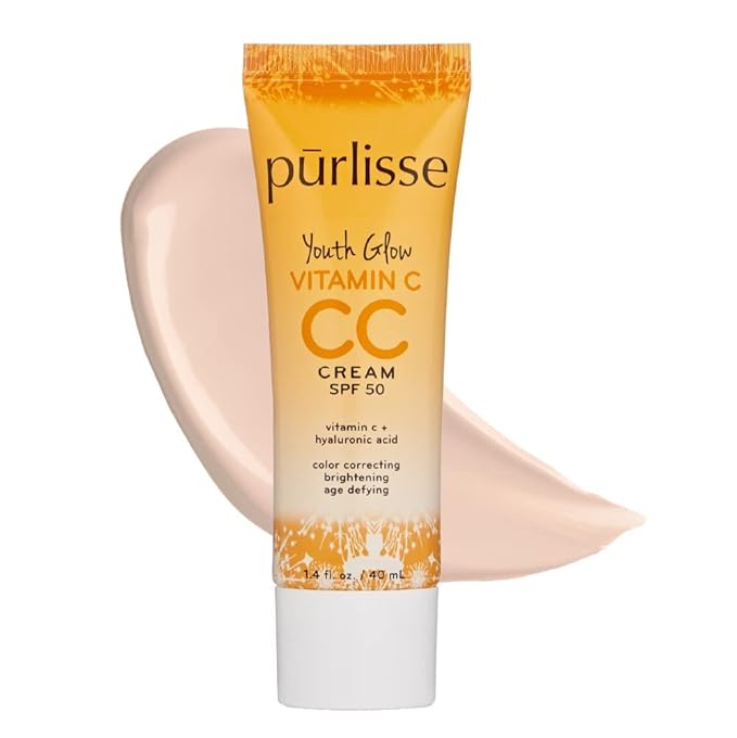 pürlisse Youth Glow Vitamin C CC Cream with SPF 50 - Color Corrector Enriched with Sea Buckthorn, Vitamin C & Hyaluronic Acid - Boosts Radiance & Youthfulness - Paraben-Free - Fair (1.4 oz)-BrightBean Baby