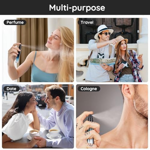 Segbeauty 10 Packs Perfume Bottles Empty, 10ml Refillable Portable Cologne Sprayer, 0.34oz Glass Spray Bottles for Dispensing Perfume, Mini Travel Size Perfume Atomizer Sample Container for Frangrance-BrightBean Baby