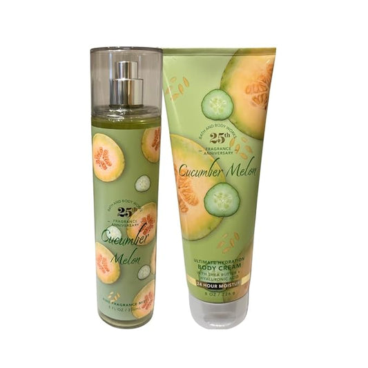 Bath & Body Works Cucumber Melon Fine Fragrance Mist 8oz and Body Cream 8oz-BrightBean Baby