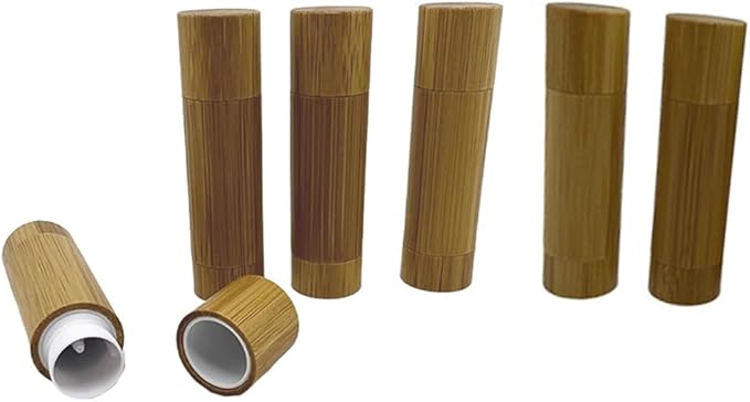 Bamboo Empty Lip Balm Containers 5.5g 6 Pack,Refillable DIY Lip Balm Tube Containers with Clear PP Plastic Inner,Lip Gloss Tubes Chapstick Holder for DIY Cosmetic Samples Deodorant-BrightBean Baby