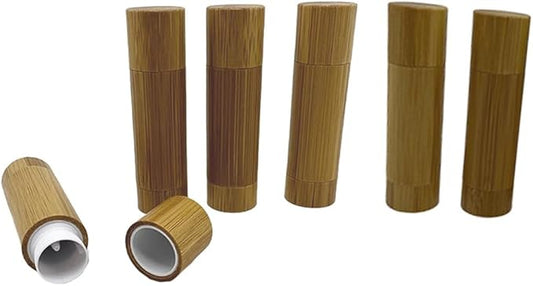 Bamboo Empty Lip Balm Containers 5.5g 6 Pack,Refillable DIY Lip Balm Tube Containers with Clear PP Plastic Inner,Lip Gloss Tubes Chapstick Holder for DIY Cosmetic Samples Deodorant-BrightBean Baby