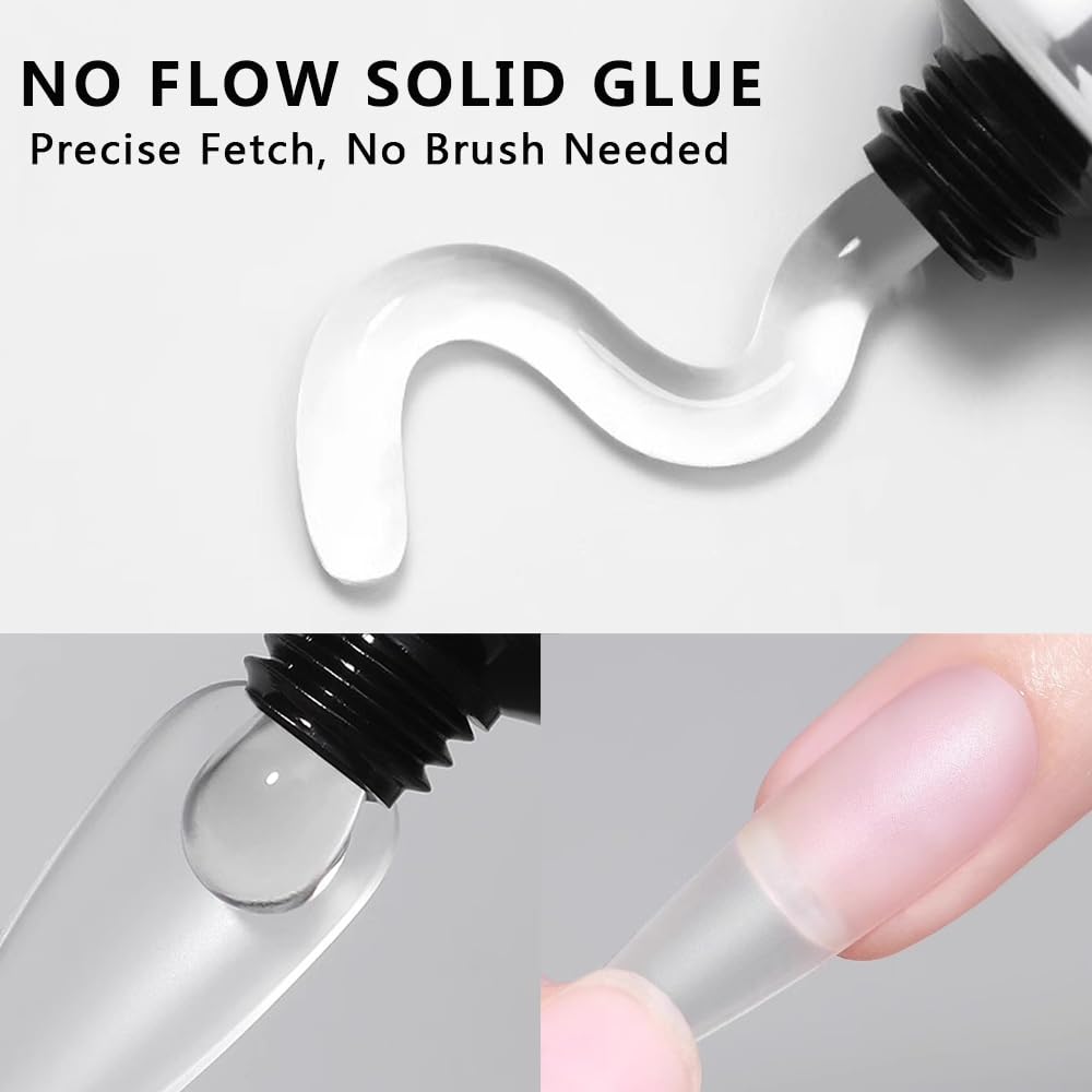 Solid Nail Glue Gel for Soft Gel Nail Tips, 20g Super Strong Nail Glue for Acrylic Nails Extension Press On Nails Fake Nails, Lamp Curing Needed Soak Off Nail Art Salon DIY at Home-BrightBean Baby