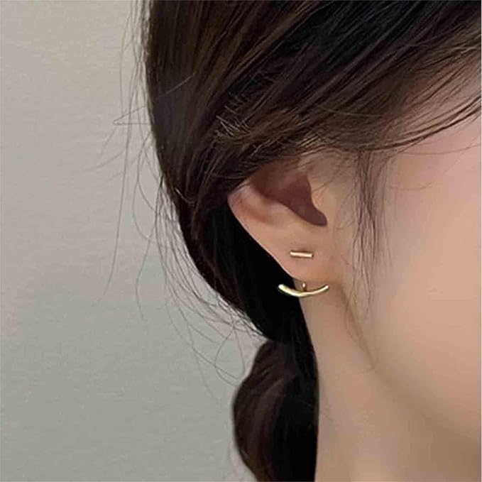 Boho Bar Ear Jacket Earrings Gold Stick Studs Earrings Minimalist Geometric Earrings Bar Ear Crawlers Earrings Jewelry for Women and Girls-BrightBean Baby