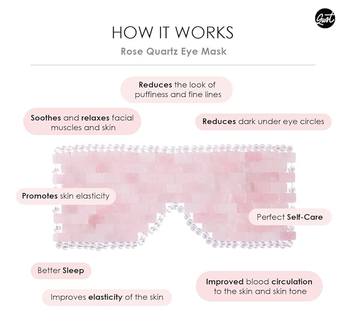 [glowiest] Rose Quartz Eye Mask: 100% Real Stone Eye Mask to improve Fine Lines, Puffiness and Irritation | For Hot & Cold Anti-Aging Therapy-BrightBean Baby
