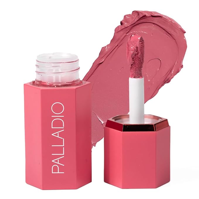 Palladio Liquid Blush for Cheeks & Lips 2-in-1 Makeup Face Blush, Weightless Cream Formula, Smudge Proof Long-Wearing Pigmented Blush, Natural Look Makeup Face Blushes, Dewy Finish, Cool Pink-BrightBean Baby