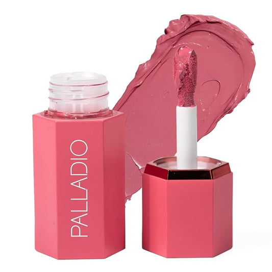 Palladio Liquid Blush for Cheeks & Lips 2-in-1 Makeup Face Blush, Weightless Cream Formula, Smudge Proof Long-Wearing Pigmented Blush, Natural Look Makeup Face Blushes, Dewy Finish, Cool Pink-BrightBean Baby