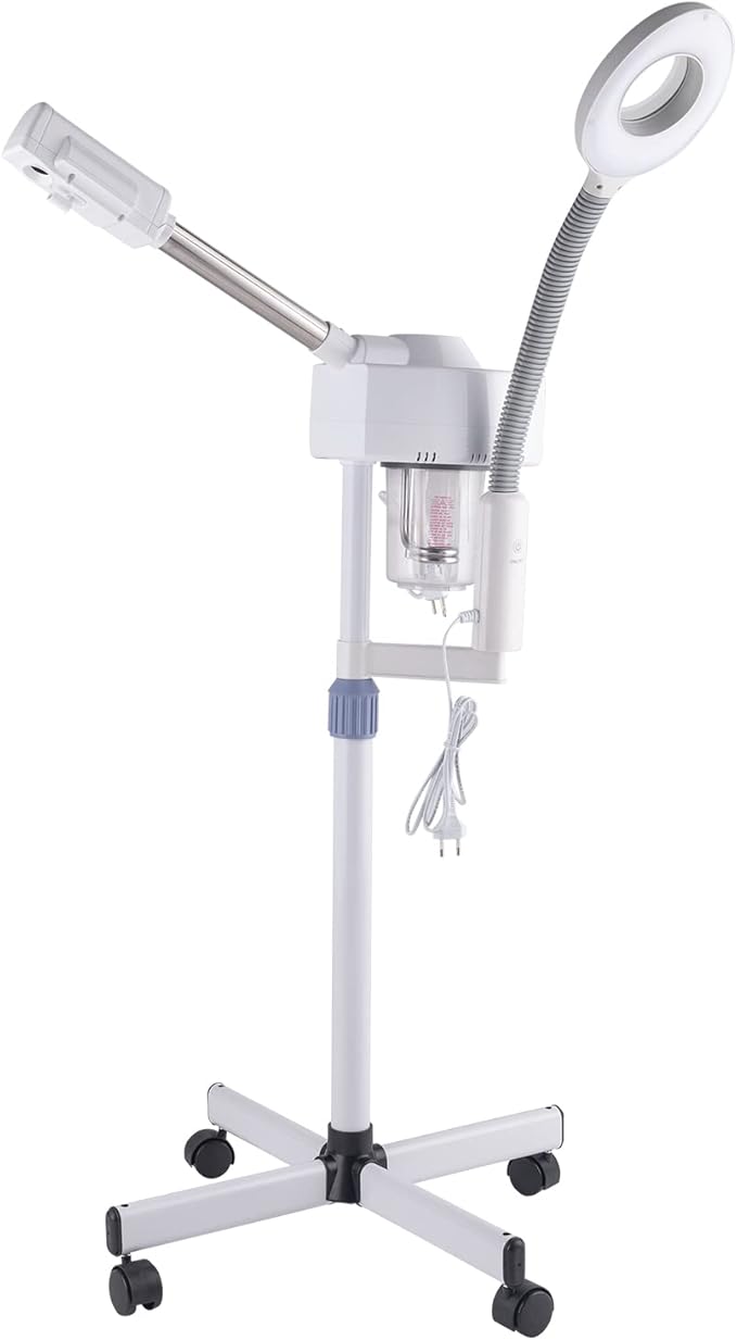 Winado 2 in 1 Professional Facial Steamer with 5X Magnification Lamp & Touch Screen, Esthetician Steamer Humidifier Face Spa Mist Steam for Home Beauty Salon, Personal Skin Care Deep Cleaning, White-BrightBean Baby