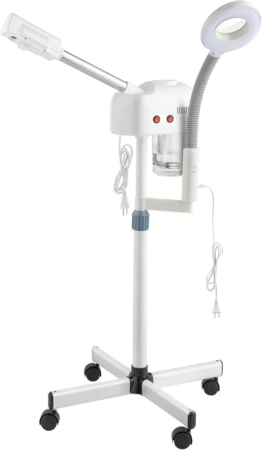 Winado 2 in 1 Facial Steamer with 5X Magnification Light, Deep Cleaning for Personal Skin Care, Beautician Steamer Professional Humidifier Facial Spa Mist Steam for Home & Beauty Salon, White-BrightBean Baby