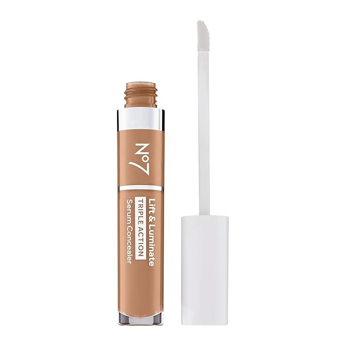 No7 Lift & Luminate Triple Action Serum Concealer - Truly Medium - Anti Aging Liquid Concealer Makeup for Blemishes & Dark Circles - Medium to Full Coverage Concealer for Face (8ml)-BrightBean Baby