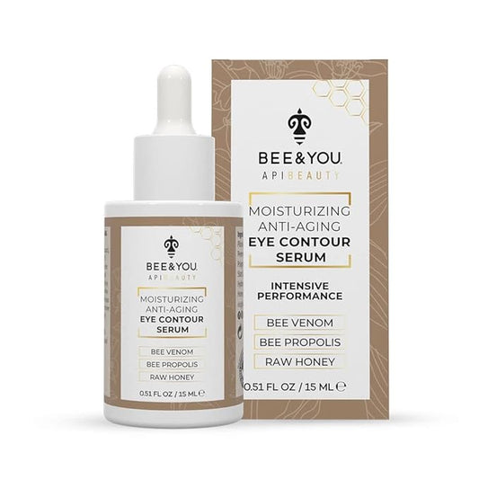 BEE and YOU Eye Cream, Anti Aging, Anti Wrinkle Serum 100% Natural with Bee Venom, Propolis Extract, Raw Honey, Hyaluronic Acid, For Dark Circles Under Eye Treatment and Puffiness, Skin Care, 15ml-BrightBean Baby