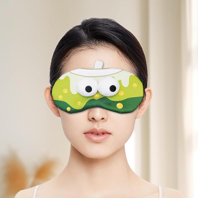 PERFECTSIGHT Sleep Eye Masks, Cute Plush Sleep Eye Cover Lightweight Adjustable Eyeshade Faux Fur Mask Cover for Women Men Sleep Travel Nap, Bubble Tea-BrightBean Baby