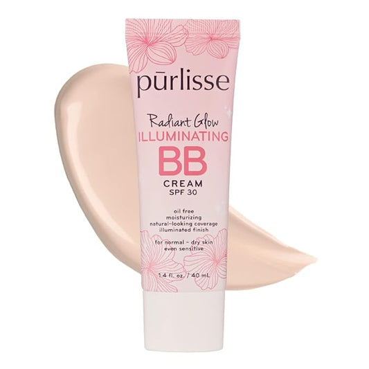 pūrlisse Radiant Glow Illuminating BB Cream with SPF 30 - Glow BB Cream Enriched with Goji & Hawthorn Berry for Dewy Skin - Helps to Improve Skin Texture & Radiance - Fair (1.4 oz)-BrightBean Baby