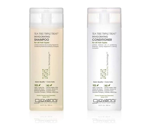 GIOVANNI Tea Tree Triple Treat Invigorating Shampoo & Conditioner Set - Cooling Peppermint, Eucalyptus, Rosemary, Helps Dry, Flaky Scalp, Salon Quality, Vegan, Cruelty Free - 8.5 oz Each-BrightBean Baby
