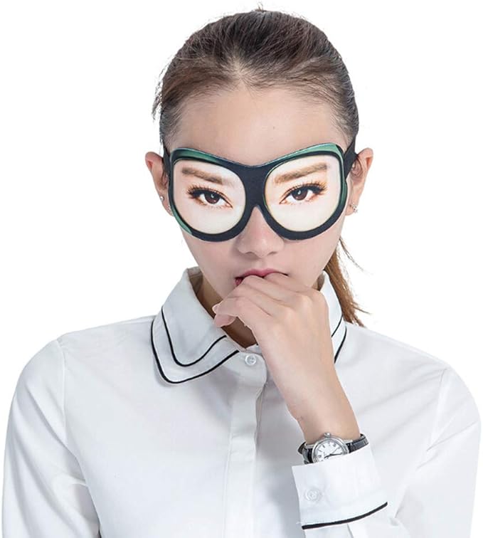 Honbay 3D Funny Eyeshade Soft Sleep Eye Mask with Adjustable Head Strap for Travel, Game, Party, Rest, Sleeping (Woman)-BrightBean Baby