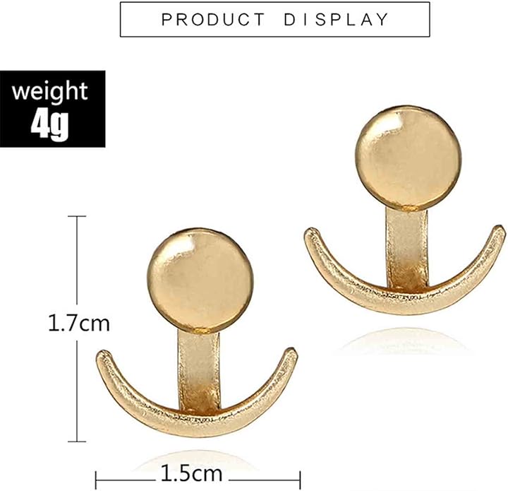 Boho Moon Ear Jackets Earrings Crescent Moon Stud Earrings Gold Sun Moon Earrings Minimalist Double Sided Round Earrings Jewelry for Women-BrightBean Baby